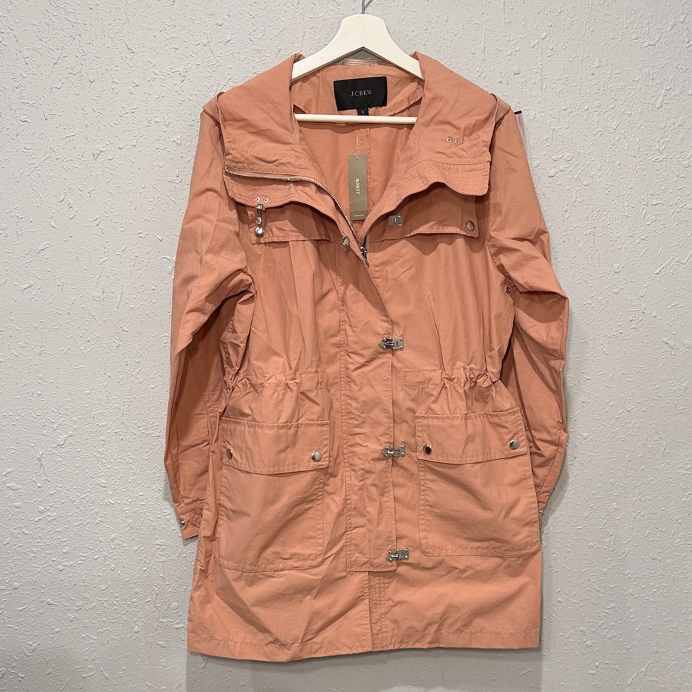 J. Crew Lightweight Utility Raincoat Jacket Blush Peach Women’s Size Small - Picture 6 of 9
